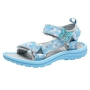Princess Shoes Girls Sandals Casual Open Toe Two Adjustable Strapped Sandals With Hook And Loop for Little Kid/Big Kid for US 11,Blue